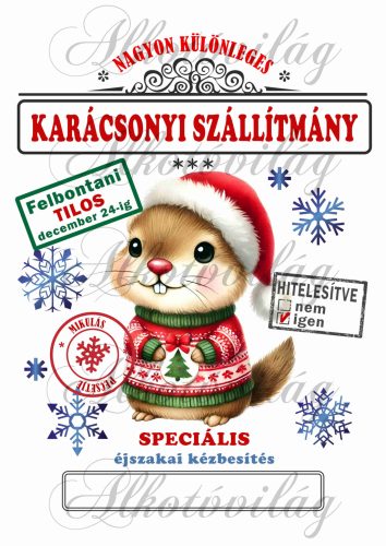 Mikulászsák aranyos hörcsög karácsonyi ruhában - december 24-re