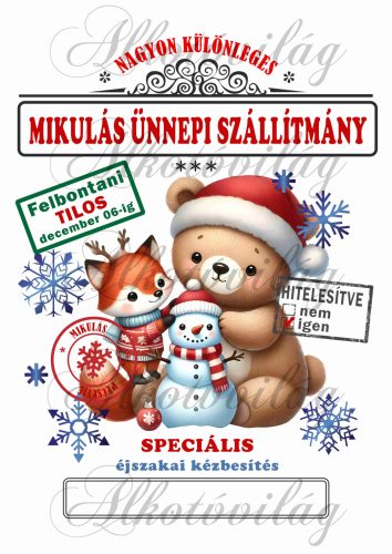 Mikulászsák aranyos róka és mackó hóembert épít - december 06-ra