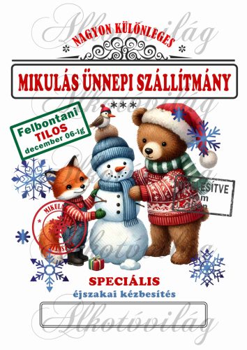 Mikulászsák aranyos róka és mackó hóembert épít cuki madárkával - december 06-ra