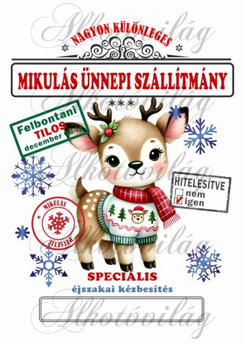 Mikulászsák aranyos szarvas sállal, ruhában - december 06-ra