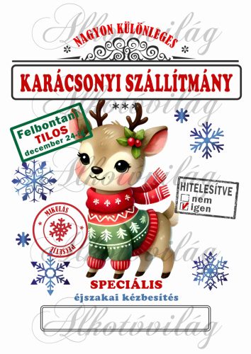 Mikulászsák aranyos szarvas sállal, ruhában 2 - december 24-re