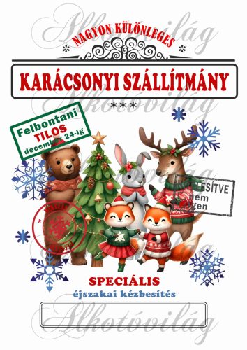 Mikulászsák cuki állatkák a karácsonyfa körül - december 24-re