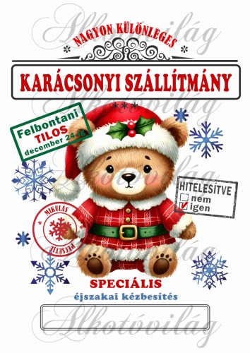 Mikulászsák karácsonyi aranyos maci ártatlan szemekkel - december 24-re