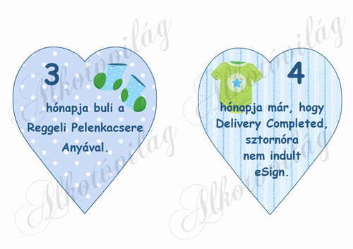 Mérföldkő kártyák születéshez 3-4 hó FIÚS - 14 cm magas